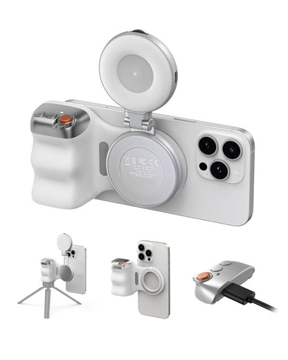 Aurora Tech™ Fun Shot Magnetic Phone Camera Grip & Magnetic Selfie Light Bundle Kit