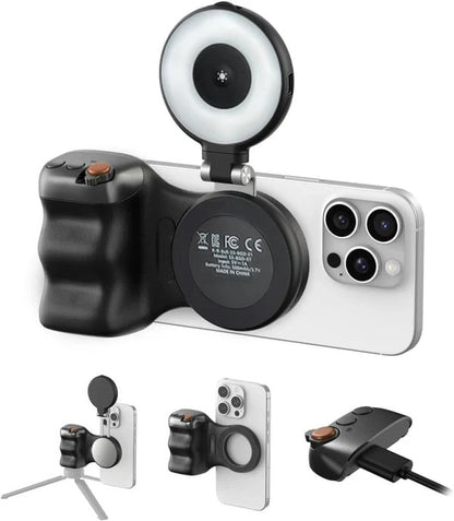 Aurora Tech™ Fun Shot Magnetic Phone Camera Grip & Magnetic Selfie Light Bundle Kit