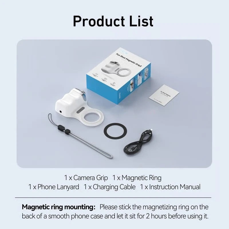 Aurora Tech™ Fun Shot Magnetic Phone Camera Grip & Magnetic Selfie Light Bundle Kit