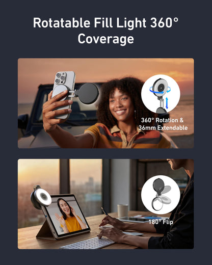 Aurora Tech™ Fun Shot Magnetic Phone Camera Grip & Magnetic Selfie Light Bundle Kit